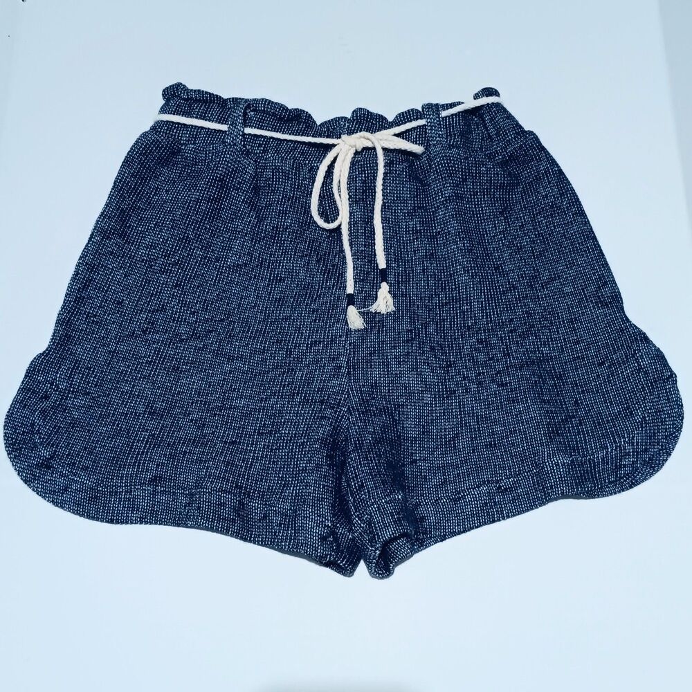 Wonderly Slub Terry Cloth Shorts-Medium-Elastic Waist-Rope Belt-Dolphin Hem-NEW